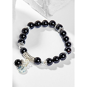 Vòng Tay Đá Obsidian Phối Charm Cung Hoàng Đạo Size Hạt 8mm Mệnh Thủy, Mộc Ngọc Quý Gemstones