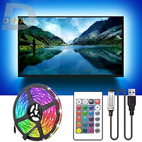 Hình ảnh Bộ Đèn led dây dán nguồn USB RGB đổi màu điều khiển chọn màu đứng yên, nhấp nháy, bóng 5050 strip light trang trí cây máy tính, màn hình, ti vi, TV, Gaming, Tiktok dán tường (Tùy chọn chiều dài dây, loại dây chống nước hay không)