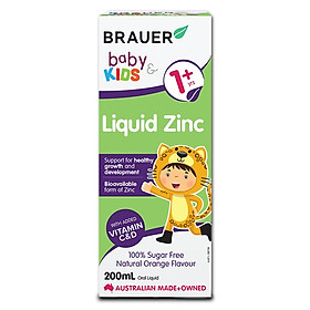 Siro bổ sung Kẽm, Vitamin C và D Brauer Úc Baby & Kids Liquid Zinc cho bé trên 1 tuổi (200ml)