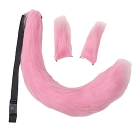 3x Plush Ears and Tail Set Lolita Cosplay Hair Accessories Headdress for Kids Adult