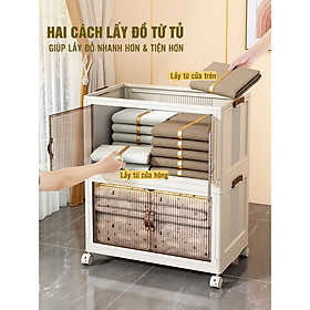 Tủ nhựa đa năng Gấp gọn Tiện Lợi, Tủ Để Đồ Bánh Xe Xoay 360 Độ - Hàng cao cấp