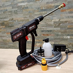 Mua MÁY RỬA XE   TƯỚI CÂY DÙNG PIN 199V - BOX FULL PHỤ KIỆN - 1 PIN  1 SẠC  ống nước  vòi phun  bình xà bông