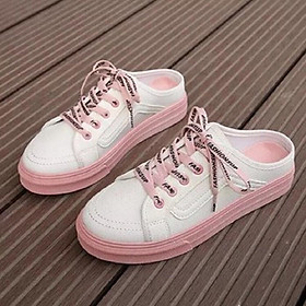 Giày sục thể thao dây hồng cute SỤC N.Y ( Fom Rộng lùi lại 1 ri )