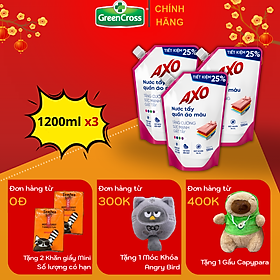 Combo 3 Túi Nước tẩy quần áo màu đánh bay vết bẩn AXO 1200ml không mùi khó chịu