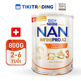 Sữa bột NAN INFINIPRO A2 3 với công thức đầu tiên chứa đạm A2, 6HMO & Lợi khuẩn kép nhập khẩu Thụy Sĩ - Hộp 800g (2 - 6 tuổi)