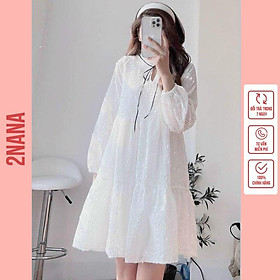 Đầm Bầu Váy Bầu Dài Tay Thiết Kế Dáng Xuông Vải Lông Cao Cấp Đi Chơi Dự Tiệc Sang Trọng- 2NANA