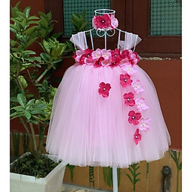 váy công chúa hồng hoa cẩm tú