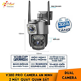 Mua Camera giám sát 2 ống kính quan sát an ninh ngoài trời trong nhà xoay 360 độ chống nước tiêu chuẩn IP kèm thẻ nhớ chính hãng - Hàng Nhập Khẩu