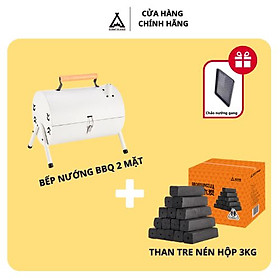 Mua Combo Bếp nướng 2 mặt cao cấp kèm than tre nén 3 kg ít khói  an toàn tiện lợi di chuyển kèm quà tặng