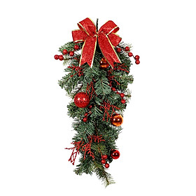 Hanging Christmas Upside Down Tree Front Door Hanging Wreath Holiday Party Decor Garland Wreath for Hotel Wall