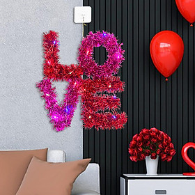 Love Sign Valentine Love Wreath with Light Ornament for Wedding Indoor Wall