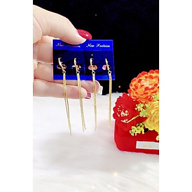 bông tai nữ kiểu mì màu vàng 18 cực xinh