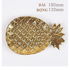 Khay sứ men vàng hình quả dứa phong cách Bắc Âu
