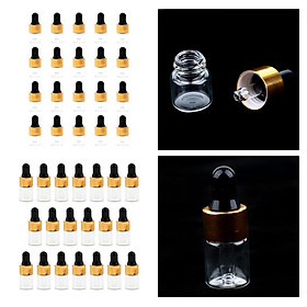 40 Pcs 1ml 2ml Clear Glass Empty Essential Oil Dropper Bottles Vials Container