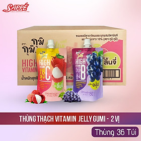 Thùng nước thạch jelly gumi gumi 2 vị nho và vải 150g 36 túi