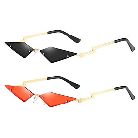 2x Womens Slim Cat Eye Sunglasses Rimless Sun Glasses UV400 Club Eyewear