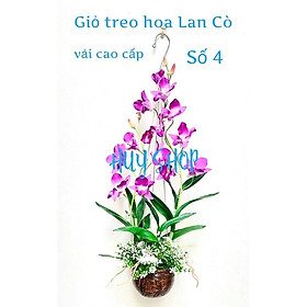 Mua Giỏ gáo dừa Hoa LAN CÒ (cao 60cm) Vải cao cấp trang trí treo trần nhà
