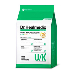 Túi 1.5kg thức ăn cho chó Dr.Healmedix Ultra Hypoallergenic K1000 Plus U/K - hỗ trợ viêm da, dị ứng thức ăn