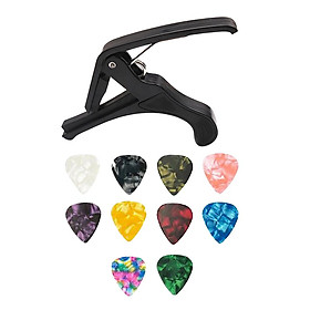 Guitar Capo for Acoustic Electric Guitars with 10pcs Colorful Plastic Picks