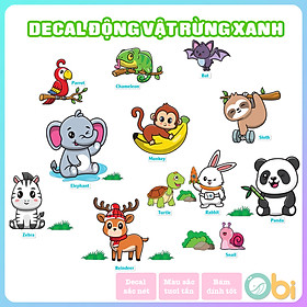 Decal dán tường cho bé  - Decal động vật rừng xanh Obi