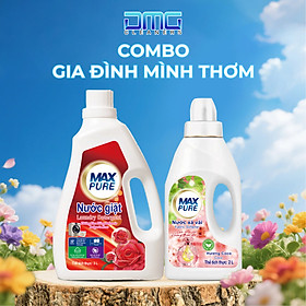 Combo Gia Đình Mình Thơm Maxpure Giặt 3L Hoa Hồng + Xả 2L Coco | Sạch Sâu, Lưu Hương Dài Lâu