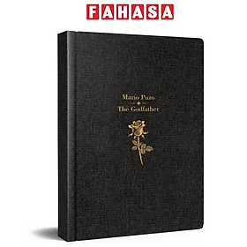 Sổ Bố Già Bìa Vải A5 - Kẻ Ngang - 200 Trang 80gsm - Màu Đen Ép Kim Hoa Hồng