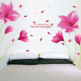Mua Decal dán tường Hoa cánh bướm hồng AmyShop DH067 - 2 bộ (153 x 215 cm)