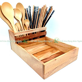 Mua Khay Gỗ Đựng Đũa Muỗng Thìa Gia Vị Chén Chấm Bàn Ăn Gia Đình Đa Năng Tiện Lợi
