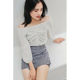 Áo trễ vai trắng hàng thiết kế vải dày dặn thấm hút