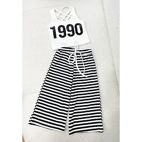 Quần áo bé gái, set đồ bộ cho bé gái quần ống suông phối áo ba lỗ đan dây sành điệu từ 20-40kg hàng thiết kế