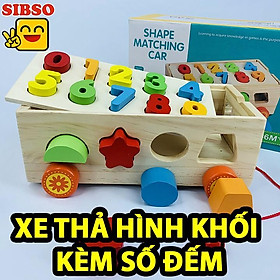 Đồ Chơi Xe Thả Hình Khối Bằng Gỗ Kèm Số Đếm A1115 - SIBSO