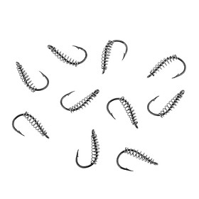 10pcs Stainless Steel Fishing Hooks with Spring Barbed Swivel Carp Jig Fishhook for Pulling Baits