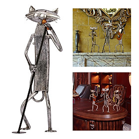 Metal Sculpture Cat Figurine Gifts for Thanksgiving/Christmas Statue Ornament Crafts Home Decor
