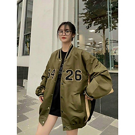 Áo khoác bomber Dù 2 lớp phom rộng thêu 5426 kiểu bóng chày phong cách ullzang unisex nam nữ thời trang teen hè