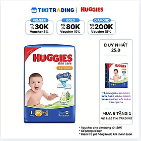 Tã quần Huggies Skin Care Mega Jumbo L100+4 miếng với tràm trà dịu da