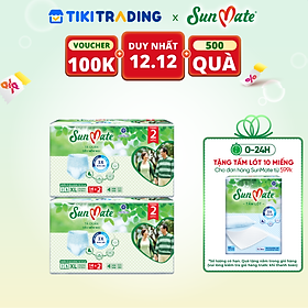 [Mẫu mới] Combo 2 Tã quần SunMate siêu mềm mại G1 mới size XL-14+2 miếng