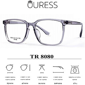 Gọng kính 8080 nhựa cao cấp siêu bền thời trang nam nữ OURESS - Xanh