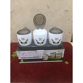 Mua Bộ 3 hũ đựng gia vị màu trắng ghi