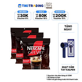 [Tặng Quạt Cầm Tay KALPEN MÀU NGẪU NHIÊN] Combo 3 Bịch Cà phê Hòa tan NESCAFÉ CAFÉ VIỆT 35 gói Vị Mạnh đặc trưng