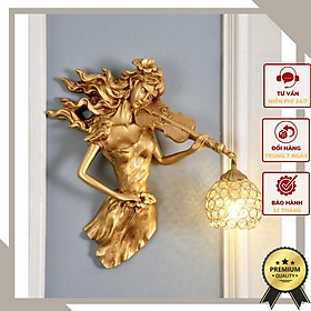 Đèn treo tường tân cổ điển DT09 vàng tượng thiên thần chơi đàn bột đá