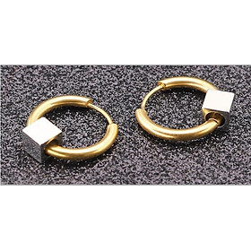 Bông Tai Nam Khuyên Tròn Có Khối Vuông Chất Liệu Thép Titan Không Rỉ TT 1412 - 1 Cặp