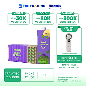 Thùng 12 hộp Trà Atisô ít đường Vinamilk - Hộp giấy 1L