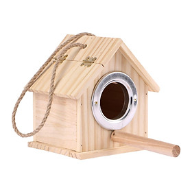 Wooden Bird House Nest Box with Pole Cottage for Finch Blue Bird Throstle