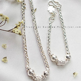Set dây chuyền, lắc tay bạc xà tích cho bé