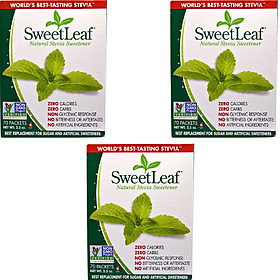 COMBO 3 hộp x Đường ăn kiêng cỏ ngọt Sweetleaf Stevia 70 gói - Sweetleaf stevia sweetener tự nhiên - Xuất xứ Mỹ - 0 Calories