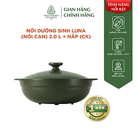 Mua Nồi dưỡng sinh Luna (Nồi cạn) 2.0 L + nắp (CK)  Healthy Cook Xanh Rêu Sứ cao cấp Minh Long