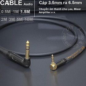 Mua Dây audio 3.5 ra 6.5 stereo 2 đầu vuông góc DIY 0.5 đến 10 mét - 3.5mm to 6.5mm . stereo audio cable