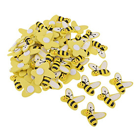 50 Pieces Bee Shape Adhesive Wooden Shapes Embellishments for Scrapbooking Kids Craft Cardmaking