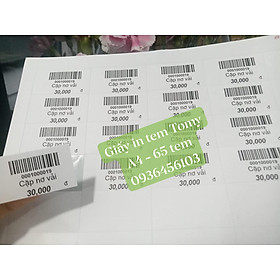 Giấy in tem mã vạch a4 65 tem