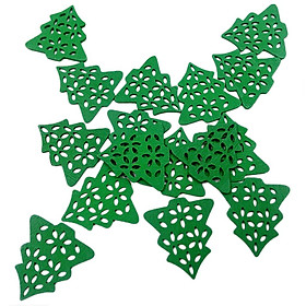 50pcs Green Wooden Xmas Tree Flat Back Buttons for Christmas Decoration